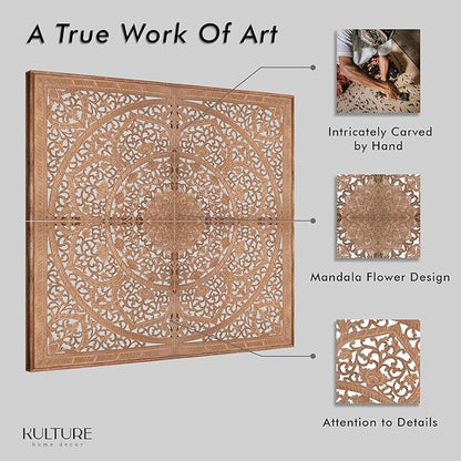 King Wood Headboard Rustic | Carved Full Head Board Only | Wooden Wall Art Full Size Bed | Wall Mount Decor King or Queen | Bed Headboard Panels