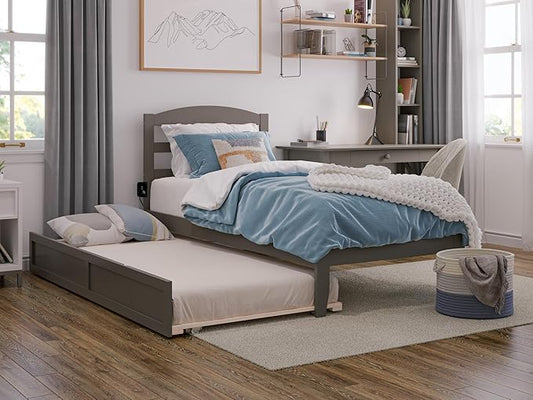 AFI, Warren Twin Platform Bed with Twin Trundle, Grey