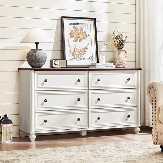 Farmhouse Dressers & Night Stand Set of 4, Wood 54" Wide Dresser & 35" Tall Chest of Drawers, 18" with Charging Station Nightstand Set of 2, Bedroom Furniture Dresser Set for Home Living Room Hallway