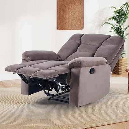 EBELLO Set of 2 Manual Recliner Chair for Adults with Soft Padded Headrest and Backrest, Overstuffed Single Recliner Sofa Chair for Living Room, Dark Brown