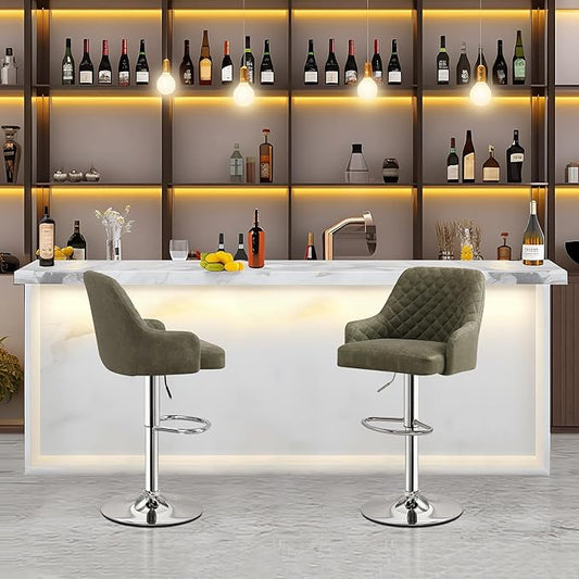 VECELO Adjustable Bar Stools Set of 2, Bar Height Stools for Kitchen Counter