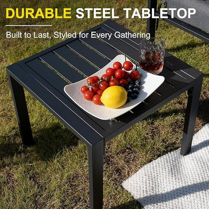 Metal Patio Furniture Set, 5-Piece Modern Patio Set with Sofa and Coffee Tables, Outdoor Furniture Set for Garden, Backyard, Balcony, Poolside (Dark Grey)