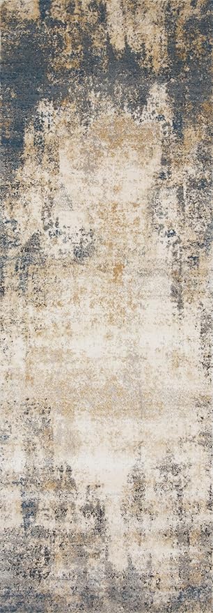 Loloi Teagan Collection TEA-08 Ivory/Mist 2'-8" x 7'-6" Runner Rug, Large, Soft Neutral Rug, High-Traffic for Living Room, Bedroom, Home Office, Dining Area