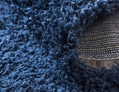 Unique Loom Solid Shag Collection Area Rug (8' x 10' Rectangle, Sapphire Blue/ Navy Blue)