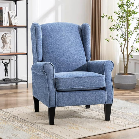 Accent Chair, Modern Living Room Chairs with Wingback, Comfy Upholstered High Back Single Sofa for Bedroom, Mid-Century Reading Armchair Sillas para Sala