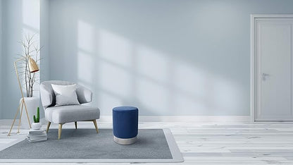 BIRDROCK HOME Round Ottoman Foot Stool – Soft Padded Modern Stool Design – Ideal for Living Room, Bedroom – Compact Footrest, Vanity Chair, Small Furniture – Foam Seating, Decorative Accent (Blue)