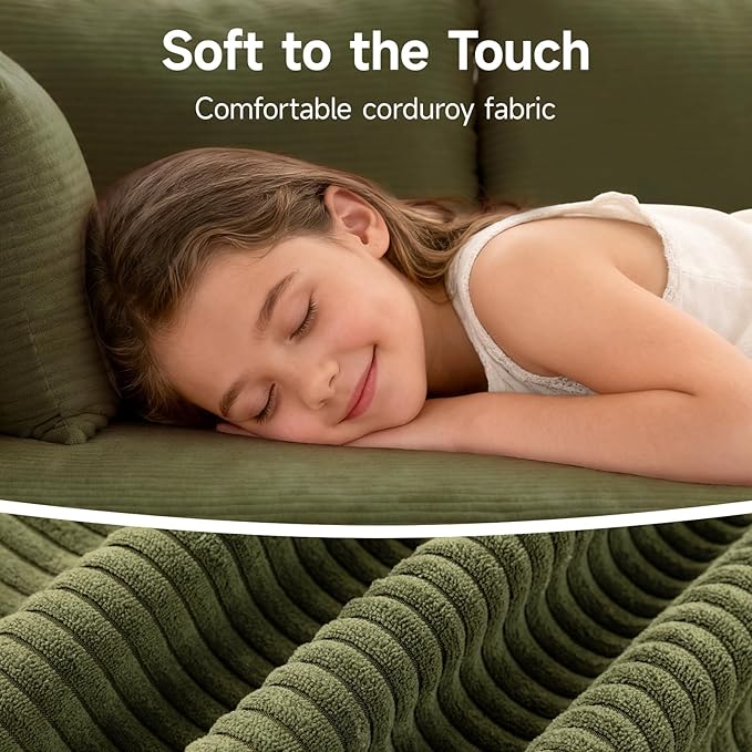 2025 New 108" Cloud Couch Sectional, Modular Sectional Sofa with L-Shaped Chaise, Deep Seat Sectional Modular Couch for Living Room, No Assembly Required (Green, Right Facing Chaise)