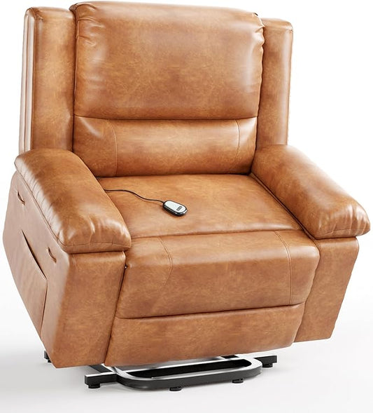 GarveeHome Oversized Wide Power Lift Recliner Chair - Heat and Massage, PU Leather, Adjustable Back and Legs, Electric Lift Chair Designed for The Elderly and People with Mobility impaired
