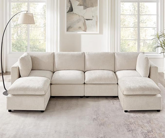 VANOMi Modular Sectional Sofa, Convertible Sofa Couch Modular Sofa with Ottoman, Sectional Sofas for Living Room Small Apartments