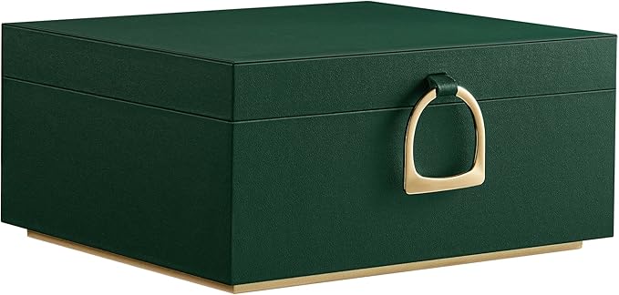 SONGMICS 2-Layer Jewelry Box, Jewelry Organizer with Handle, Removable Jewelry Tray, Jewelry Storage, Floating Effect, 8.1 x 9.4 x 4.3 Inches, Christmas Gift, Forest Green UJBC165C01