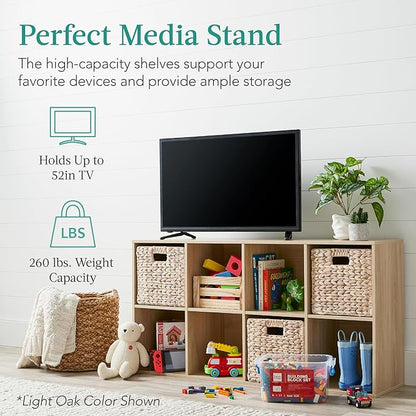 Best Choice Products 8-Cube Storage Organizer, 13.5in Shelf Opening, Bookcase, Display Shelf, Customizable w/ 2 Removable Back Panels – Walnut
