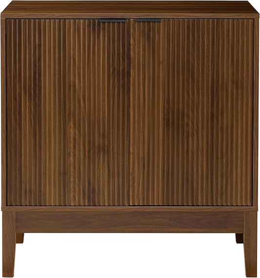 Best Choice Products 2-Door Modern Storage Cabinet, Buffet, Sideboard, Media Cabinet, Cupboard, Entryway Accent Table, Bookcase w/Reeded Panels and Adjustable Shelves – Walnut