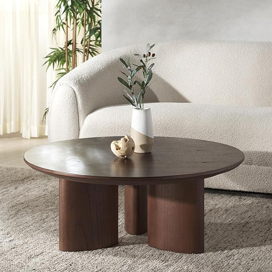 SAFAVIEH Couture Collection Barnard Walnut Round Solid Wood Coffee Table