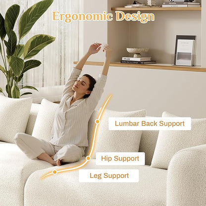120'' Oversized Sectional Couches for Living Room Boneless Modular Sectional Sofa Plush Chenille Cloud Modular Couch Modern Sectionals with Deep Seat, No Assembly Required, 4 Seater, Beige