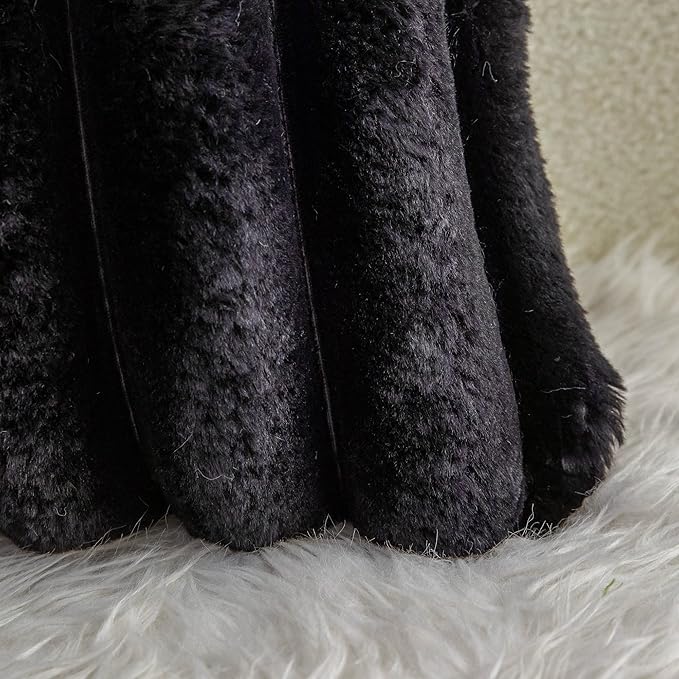 Neelvin Black Faux Fur Cozy Soft Striped Decorative Throw Pillow Covers 12x20 inch Set of 2,Velvet Pillowcase Cushion Case for Sofa Couch