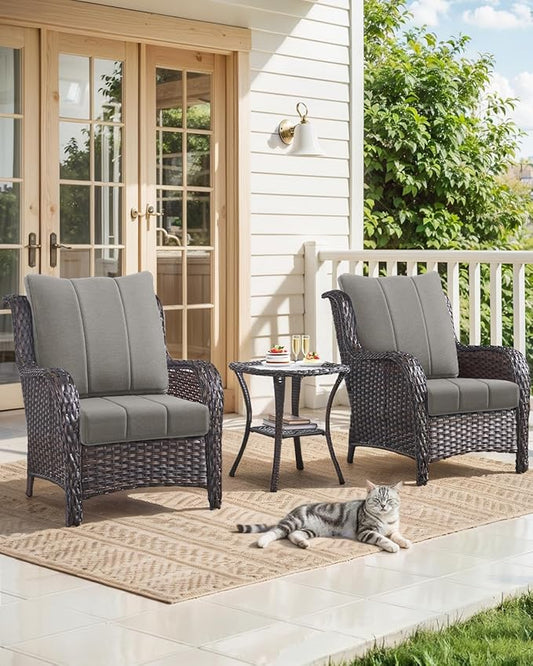 Luxury 24x24x6 Inch Kitty Outdoor Cushions - Water Resistant 1 Set Patio Replacement Seat Cushion for Rattan Wicker Dining Rocking Swivel Chairs Loveseat Couch Sectional Sofa - Grey