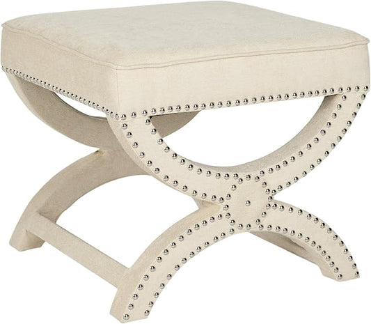 Safavieh MCR4645 Mystic Upholstered Ottoman Color: Cream