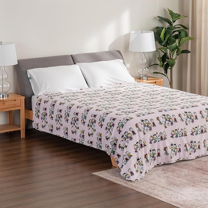 Berkshire Blanket Peanuts® VelvetLoft® Cute Character Snoopy Plush Blanket,Peanuts Laughing Robe Lilac,Twin 60 in x 90 in (Official Peanuts® Product)