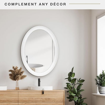 MCS 21x31 Large Wall Mirror, Classic White Oval Mirror, Vertical & Horizontal Wall Hanging Mirror for Bathroom, Bedroom & Livingroom