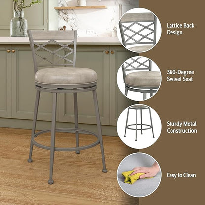 Hillsdale Hutchinson Swivel Counter Height Stool, Pewter