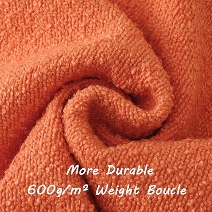 FUTEI Pack of 2 Orange Decorative Throw Pillow Covers 24x24 Inch Soft Cozy Solid Boucle Textured European Cushion Case,Modern Home Decor for Couch Bed Living Room