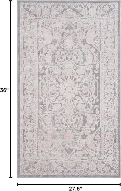 SAFAVIEH Reflection Collection Accent Rug - 2'3" x 3', Light Grey & Cream, , Non-Shedding & Easy Cleaning, Ideal for Foyer, Living Room, Bedroom (RFT665C)