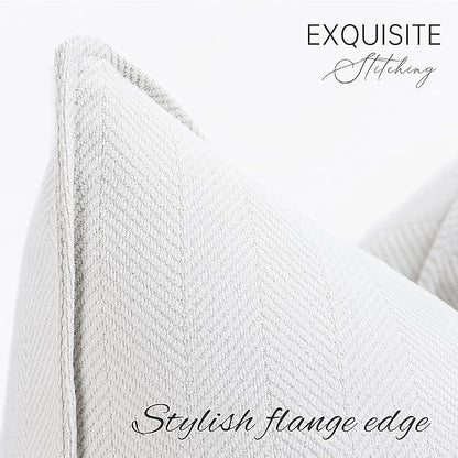 ZWJD Cream Pillow Covers 20x20 Set of 2 Chenille Throw Pillow Covers with Elegant Design Soft and Luxurious Decorative Throw Pillows for Couch, Bed, and Home Decor