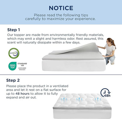 Bedsure 4 Inch Memory Foam Mattress Topper Twin Size, Dual Layer 2.5 Inch Gel Memory Foam & 800 GSM Waterproof Pillow Top Cooling Mattress Pad with 8-21 Inch Deep Pocket (Twin, 39x75 Inches)