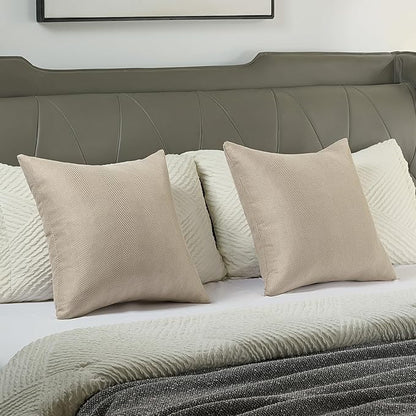 FUTEI Oatmeal Chenille Throw Pillow Covers 20x20 Inch Set of 2,Soft Wide Chevron Textured Cushion Case,Farmhouse Home Decor for Couch Bed Living Room