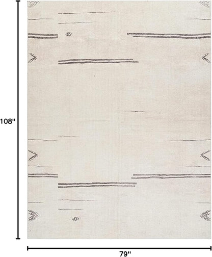 Livabliss x Becki Owens Rivi Moroccan Area Rug , 6'7" x 9', Cream/Charcoal
