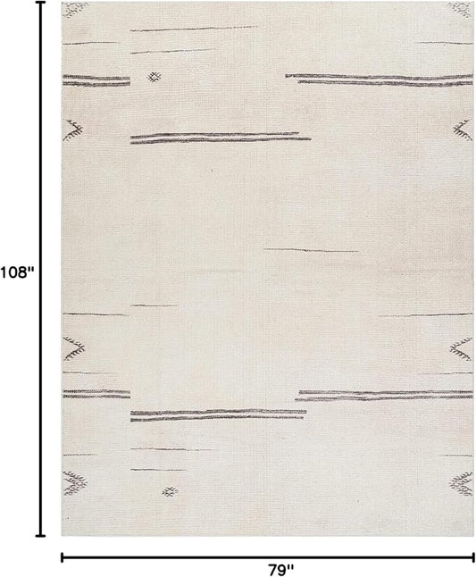 Livabliss x Becki Owens Rivi Moroccan Area Rug , 6'7" x 9', Cream/Charcoal