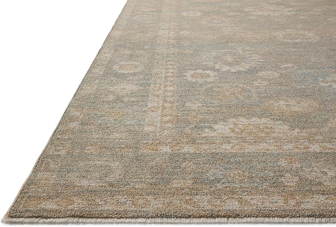 Loloi Chris Loves Julia Louisa Collection LOI-04 Lagoon/Ivory 7'-10" x 10', .38" Pile Height, Area Rug