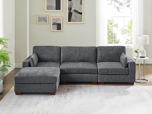 VANOMi Large Modular Sectional Sofa, Oversized Couch with Charging Station, Cloud Couch Deep Seat Sofa with Thick Cushion, Convertible Sectional Couches for Living Room Office Apartment