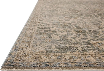 Loloi Magnolia Home by Joanna Gaines Junie Collection JUE-01 Blue/Natural 7'-10" x 7'-10", .38" Pile Height, Round Area Rug