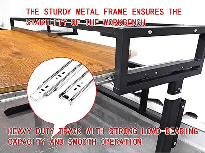 Studio Desk with Keyboard Tray | Hand-Crank Adjustable Standing Desk Workstation for Music Production, Cable Management, MIDI Keyboard Shelf (Natural, 70in)