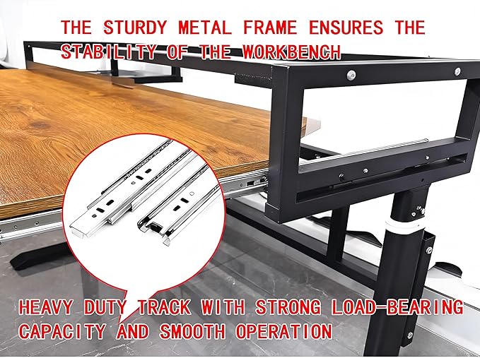 Studio Desk with Keyboard Tray | Hand-Crank Adjustable Standing Desk Workstation for Music Production, Cable Management, MIDI Keyboard Shelf (Natural, 55In)