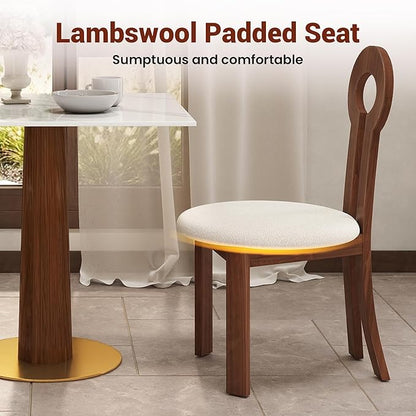 Sintered Stone Square Office Table and Chair Set - Meeting Table for Small Offices (Dark Brown Leg and White Top, 1 Table and 4 Chairs)