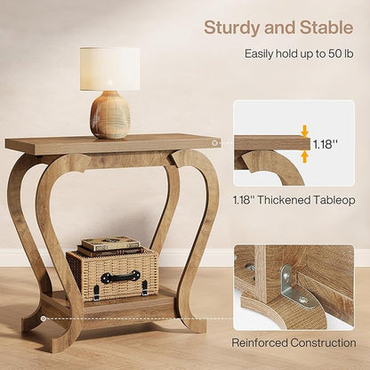 Tribesigns End Table, Narrow Wood Side Table with Storage Shelves, 2-Tier Bedside Accent Furniture for Living Room, Small Spaces, Bedroom, Brown (2, Brown)