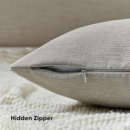 FUTEI Smoke Gray Chenille Decorative Throw Pillow Covers 26x26 Inch Set of 2,Soft Cozy Faux Linen Textured Euro Pillow Shams,Farmhouse Home Decor for Couch Living Room