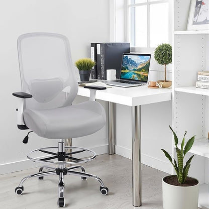 HYLONE 400lbs Drafting Chair,Adjustable High Back Computer Office Chair with Lumbar Support Standing Desk Chair Heavy Duty Big Tall Drafting Stool for Artists with Adjustable Footrest