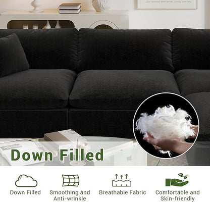 Modular Sectional Sofa,1-Seater Extra Comfty Deep-Seat-Filled Couch,Modern Couches for Living Room, Apartment,Office,Small Space,Black