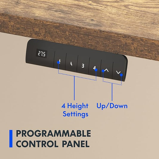 FLEXISPOT E3 Dual Motor Electric Standing Desk 48 x 30 Sit Stand Up Desk, Holds 220 lbs, Adjustable Height w/Memory Presets, One-Piece Special Walnut Desktop & Black Frame, Ships in 2 Boxes