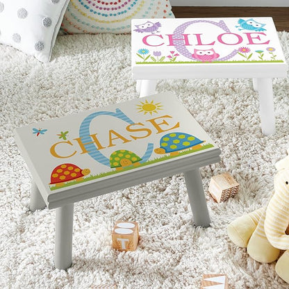 Let’s Make Memories Personalized My Own Name Step Stool - Children’s Step Stool - Sturdy Wood – Non-Toxic Paint, Sealer - Sports Design - Natural - 14’Wx9.25”Lx8.75”H - Ages 3+