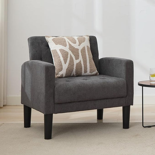 TYBOATLE Mid-Century Fabric Tufted Accent Living Room Armchairs, Comfy Modern Upholstered Bedroom Office Armchair, Reading Chair