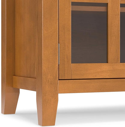 SIMPLIHOME Artisan Buffet - 54 inch Wide Solid Wood 3-Door Sideboard Buffet in Honey Brown, Transitional Storage Cabinet for Dining Room or Kitchen with Adjustable Shelves and Bronze Hardware