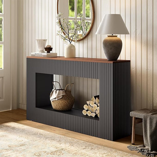LITTLE TREE Black Console Table for Entryway, 55 Inch Long Narrow Farmhouse Sofa Table with Storage for Living Room, Hallway, Entry, Behind Couch, Entrance, Foyer