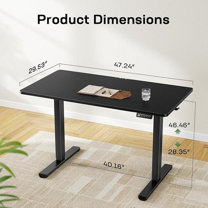 Marsail Electric Standing Desk with One-Piece Desktop,48 x 30 inch Height Adjustable Office Gaming Computer Desk with Deeper Tabletop, Home Office Stand up Desk with 4 Memory Presets, (2 Packages)
