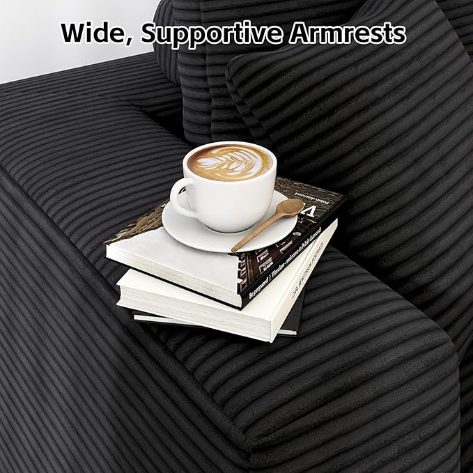 107" Boneless Couch, Sectional Couchs for Living Room & Bedroom, Cloud Couch with L-Shape Chaise Modern Modular Sofa with Deep Seat, No Assembly Required (Jet Black)