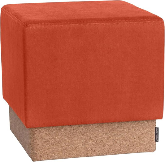 Seville Classics Cushioned Fabric Ottoman Hidden Storage Chest Footrest Chair, Padded Seat for Bedroom, Dorm, Loft, Living Room, Entryway, Hallway, Cork/Burnt Sienna, 15" Cube