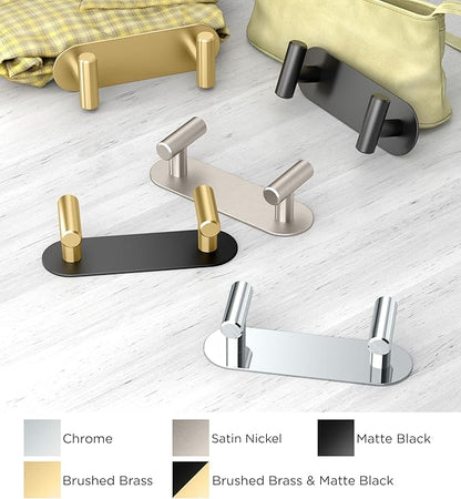 Gatco 1291MX Modern Decor Wall Hook. Coat Hat Towel Robe Hook. for Entryway, Living, Kitchen, Bedroom, Bathroom. 2-Hook. Matte Black on Premium Brass.